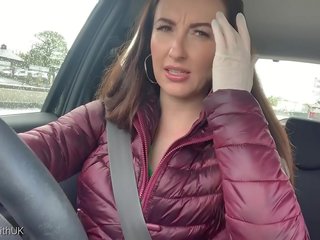 Brunette medhis driving young female