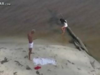 Real groovy young woman getting fucked on the beach