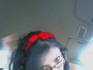 Red dressed lassie playing in car part three