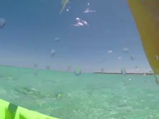 Huge CreamPie immediately following POV Sex, Bikini Kayaking to outdoor public beach!
