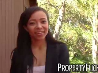 Young black real estate agent gets tricked into fucking pervert with camera