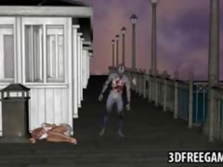 Mamalhuda 3d desenho animado característica obtendo fodido por um zombie