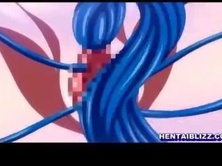 Rødhårete hentai med bigtits knullet av monster tentacles