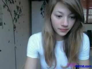 Adorable teen strips and masturbates on cam